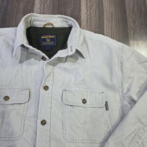 Woolrich Corduroy Heavy Fleece Lined Jacket in British Tan w/Flap Pockets. L